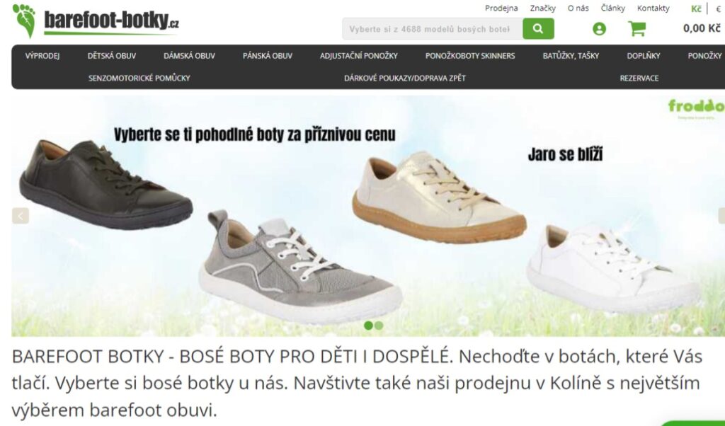 Bosé boty pro děti i dospělé.