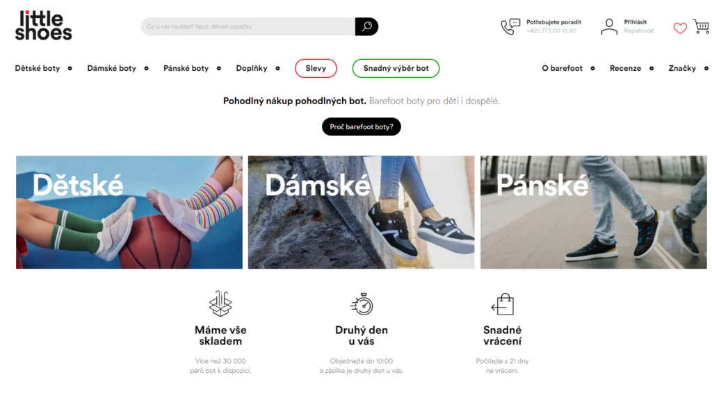 Široký sortiment zdravé barefoot obuvi.